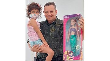 Criança salva em ato heroico por equipe da PM Ambiental Criança engasgada em Guarujá - Reprodução: Arquivo pessoal