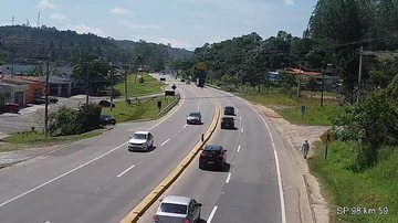 Tempo está com boa visibilidade Rodovia Mogi-Bertioga registra tráfego intenso sentido Bertioga Mogi-Bertioga - Divulgação/DER