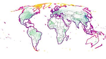 Mapa mundi de cocô nos oceanos; estudo realizado por cientistas da Universidade da Califórnia, em Santa Bárbara Mapa mundi - Reprodução
