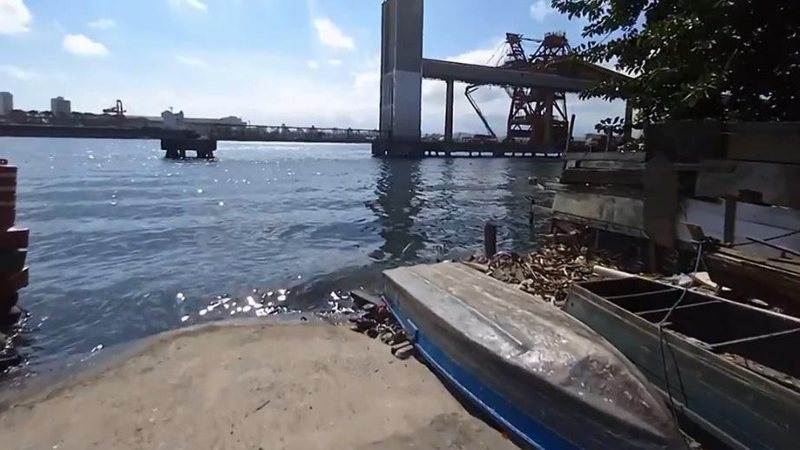 Criminoso foi encontrado, no dia 11 de janeiro, próximo a uma viela que dá acesso ao Porto de Santos "Aquaman do crime" escondia cocaína em navios que iam para a Europa, criminoso foi preso no Guarujá Viela onde o criminoso foi encontrado, com vista ao Por - Reprodução G1