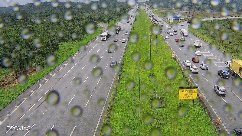 alagamento, chuva e tempo encoberto congestiona rodovias sentido litoral Anchieta-Imigrantes - Divulgação Ecovias