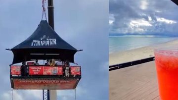 Destaque é o bar nas alturas, na arena Radical, em frente à avenida Presidente Costa e Silva Feriado animado em Praia Grande, confirma a programação Bar suspenso na praia - Reprodução