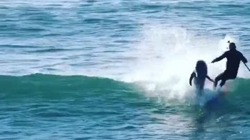 Andrew Hill tinha 54 anos na época e conta que incidente é algo comum para ele Golfinho derruba surfista na Austrália surfista derrubado por um golfinho no mar - Reprodução/Instagram