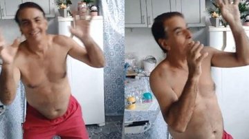 Nos vídeos o homem aparece fazendo coreografias que estão em alta na internet Bolsonaro fake: “presidente” dançando no Tiktok deixa internautas confusos Sósia de Bolsonaro dançando - Reprodução