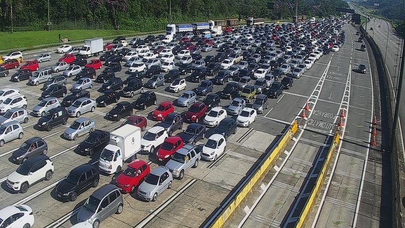 Rodovia dos Imigrantes altura do km 32 Imigrantes pedágio Imagem aérea da rodovia dos Imigrantes na altura do km 32 - Ecovias