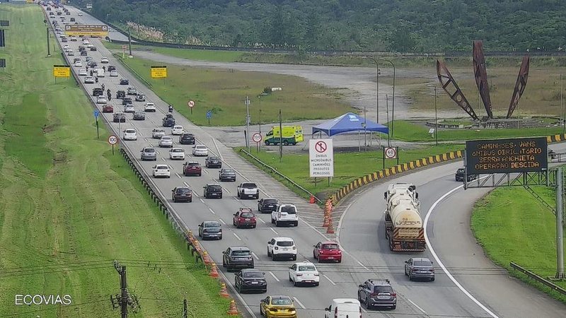 Rodovia dos Imigrantes na altura do km 40 Imigrantes Imagem aérea da rodovia dos Imigrantes na altura do km 40 - Ecovias/Imagem ilustrativa