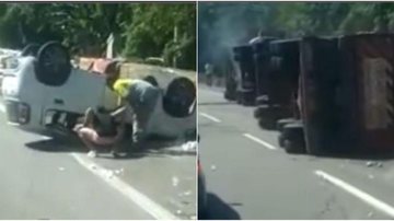 Acidente na Piaçaguera deixa tráfego congestionado em Guarujá Acidente guarujá - Reprodução Cubatão Mil Grau
