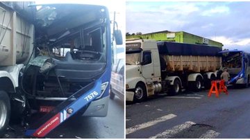 Ônibus colide na traseira de caminhão e deixa 8 feridos no litoral Acidente Onibus - Reprodução Cubatão Mil Grau