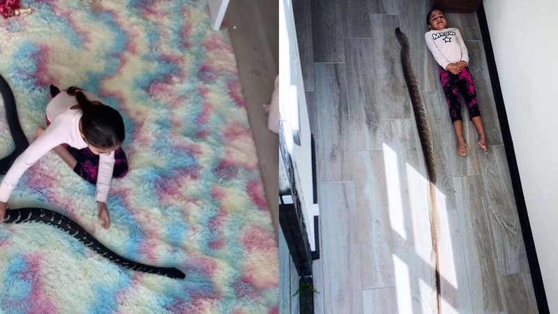 Garota viraliza na web ao brincar com cobra Píton - Reprodução Instagram/snakemasterexotics