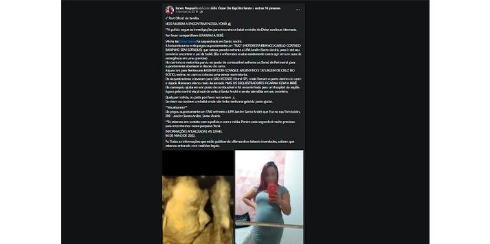 Família mostra ultrassom 3D e denuncia hospital de São Vicente - Reprodução Redes Sociais