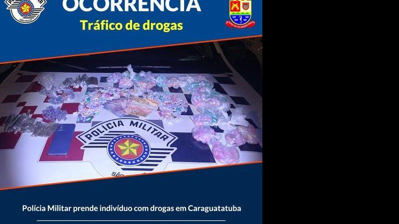 Drogas apreendidas pelos policiais em Caraguatatuba, SP Homem é preso com cocaína, maconha e crack em Caraguatatuba (SP) - Foto: Polícia Militar