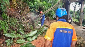 No final de março, houve 12 ocorrências envolvendo quedas de árvores, cinco envolvendo alagamentos, sendo principalmente nos bairros da região norte da cidade, e três envolvendo deslizamentos Defesa Civil de Caraguatatuba (SP) atende 98 ocorrências no mês  - Foto: Cláudio Gomes/ Prefeitura de Caraguatatuba