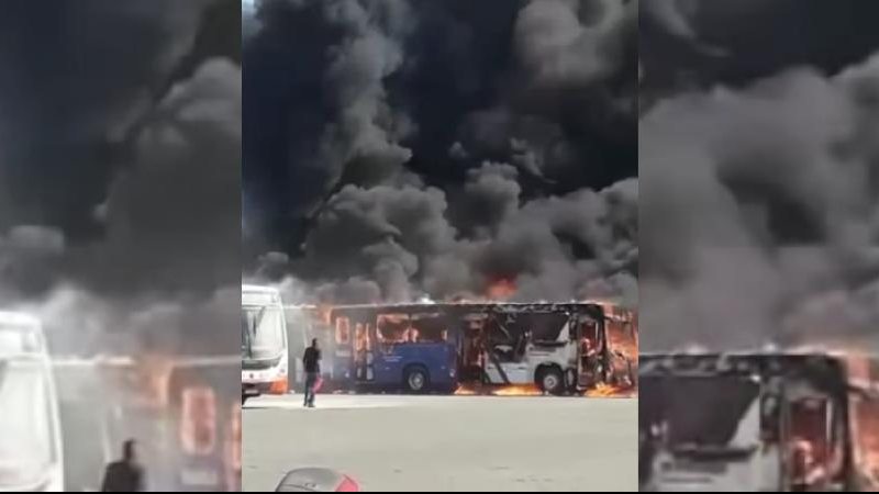 Ainda não há informações sobre as causas do incêndio no local Incêndio na Viação Piracicabana Incêndio em garagem de ônibus - Reprodução