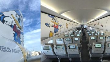 Detalhes do leme e do interior da aeronave do Pato Donald “Avião do Pato Donald” ganha os céus brasileiros a partir deste sábado (28) - Divulgação/Azul