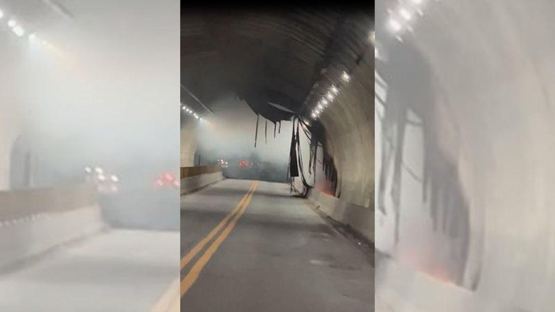 Causa das chamas ainda não foi divulgada Incêndio no Túnel da Vila Zilda Túnel coberto por fumaça e chamas - Reprodução/Thiago Rodrigues