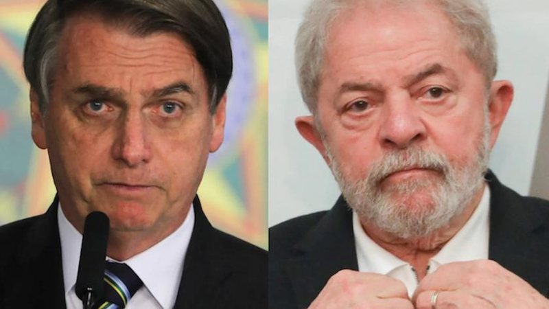 Bolsonaro está da corrida eleitoral na frente conforme apuração em tempo real Bolsonaro e Lula Bolsonaro à esquerda e Lula à direita - Rerprodução