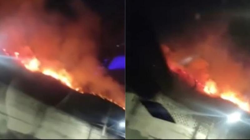 Equipe do Corpo de Bombeiro conseguiu controlar as chamas após quatro horas de trabalho durante a madrugada Incêndio em Santos - Reprodução redes sociais