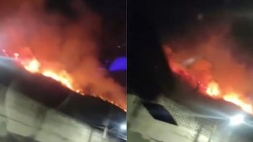 Equipe do Corpo de Bombeiro conseguiu controlar as chamas após quatro horas de trabalho durante a madrugada Incêndio em Santos - Reprodução redes sociais