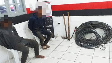 Criminosos são capturados pela GCM de Bertioga por furto de fiação elétrica Ladões de fios - Divulgação