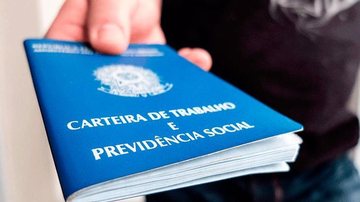 Maior parte das vagas está concentrada na construção civil Centro Público de Emprego de Santos está com mais de 70 vagas abertas Pessoa segurando Carteira de Trabalho - Reprodução