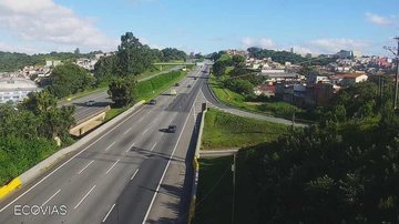 Km 12 da Rodovia dos Imigrantes Tempo abre e Anchieta-Imigrantes fluem bem Rodovia com tempo aberto e poucos carros - Imagem: Reprodução / Ecovias