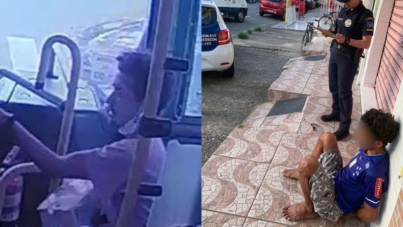 Homem é capturado minutos após roubar R$ 20 em onibus de Guarujá Criminalidade em Guarujá - Divulgação PMG