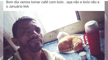 Januário morreu na sexta-feira (29) Januário, gato famoso pelo “meme do bolo”, morre no Ceará "Meme do bolo" com o gato Januário - Reprodução/Redes Sociais