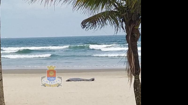 Corpo encontrado na praia da Enseada, em Guarujá Praia de Guarujá Corpo na praia - Divulgação/Guarujá Mil Grau