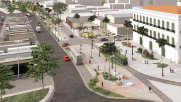 Rua Tuyuti, entre o Porto e o Centro Histórico, deve ser remodelada para atrair turistas Temporada de cruzeiros deve levar mais de 450 mil turistas a Santos Projeção de como ficará a rua Tuyuti, em Santos - Prefeitura de Santos