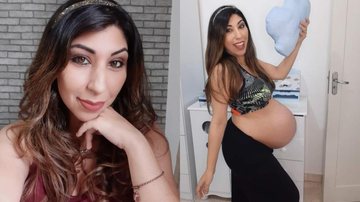 Morte de jovem influenciadora após dar à luz gêmeos causa perplexidade em Santos capa - Morte de influenciadora de 31 anos após parto de gêmeos causa comoção em Santos, no litoral de SP Montagem com close up de mulher e imagem dela grávida - Imagem: Reprodução / Débora Rodrigues@Instagram