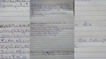 Currículo de Alessandra foi escrito por ela em uma folha de papel e divulgado na internet Currículo feito à mão Currículo escrito em uma folha de papel - Arquivo Pessoal