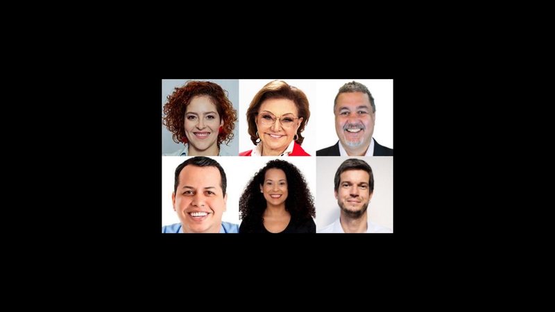 Carina Vitral, Telma de Souza, Chico da Settaport, Danilo Morgado, Débora Camilo e Mateus Moro capa - Veja os deputados não eleitos mais bem votados da Baixada Santista - Imagens: TSE