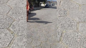 Moradora tirou foto do local onde ocorreu a tentativa de sequestro e posteriormente registrou um boletim de ocorrência na delegacia local Bairro Parque São Vicente Foto da rua no bairro Parque São Vicente - Arquivo Pessoal