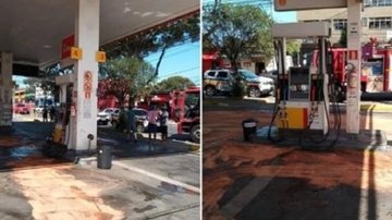 De acordo com autoridades, ninguém ficou ferido Posto de gasolina em chamas Posto de gasolina incendiado - Divulgação