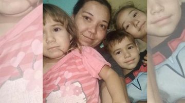 Tayzes Soares Lucas de Paula mora com os três filhos e pede ajuda para conseguir alimentá-los Mãe com os filhos Mãe com os três filhos pequenos - Arquivo Pessoal