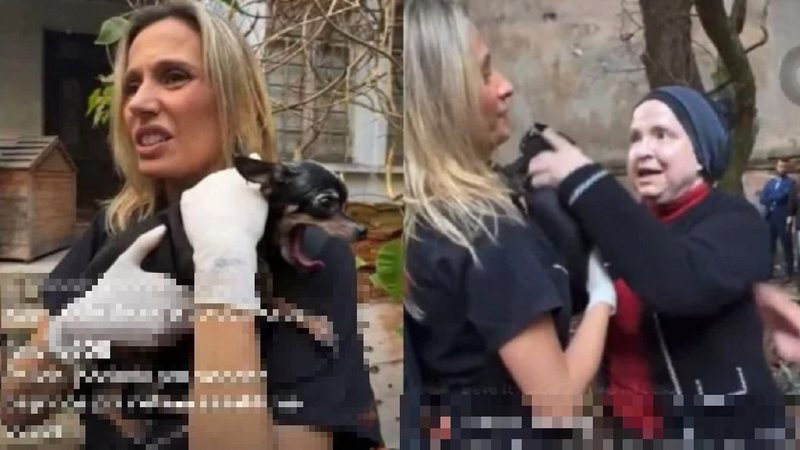 Luísa e Margarida tiveram confronto por causa do cachorro e a mulher da casa abandonada afirmou que não gosta mais da ativista Luisa Mell e mulher da casa abandonada Luísa Mell com cachorro na mão ao lado esquerdo e do lado direito mulher da casa abandonad - Reprodução