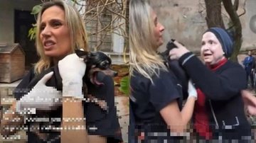 Luísa e Margarida tiveram confronto por causa do cachorro e a mulher da casa abandonada afirmou que não gosta mais da ativista Luisa Mell e mulher da casa abandonada Luísa Mell com cachorro na mão ao lado esquerdo e do lado direito mulher da casa abandonad - Reprodução