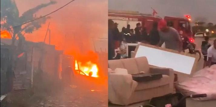 Curto-circuito teria sido a causa do incêndio na comunidade Incêndio Guarujá - Reprodução Facebook/Bê Marques