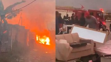 Curto-circuito teria sido a causa do incêndio na comunidade Incêndio Guarujá - Reprodução Facebook/Bê Marques