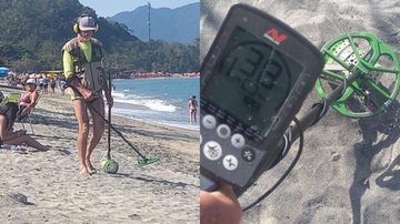 Caminhando pelas praias de Caraguatatuba e São Sebastião, Célio já encontrou moeda de réis, alianças, brincos, relógios, e até celulares perdidos Detector de metais - Fotos: Salim Burihan