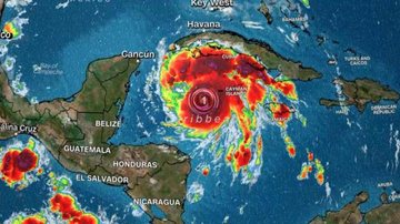 Um alerta de maré de tempestade foi acionado no oeste da Flórida além de um aviso de 'inundação com risco de vida' que se estende ao sul de Flamingo Furacão Ian Mapa do trajeto do furacão Ian - Divulgação