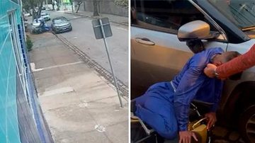 Motociclista foi abordado por dois criminosos armados e atitude da esposa o salvou do roubo em plena luz do dia Criminalidade em Santos - Divulgação