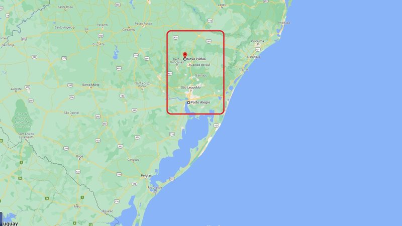 Nova Pádua, a cerca de 160 km de Porto Alegre Nova Pádua - Descubra a cidade mais lulista e a mais bolsonarista do Brasil nas eleições passadas Imagem de mapa - Imagem: Google Maps