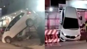 Motorista perdeu o controle do automóvel após tentar sair de ré - Reprodução/Internet