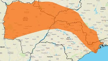 Há risco de grandes volumes de chuva, ventos intensos e granizo Alerta laranja: Inmet adverte para risco de tempestades no Litoral Norte de SP Mapa com indicação em laranja das áreas com perigo de tempestades - Reprodução/Inmet