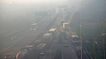 Lentidão acontece devido a acidente na altura do km 56 km Via Anchieta com congestionamento sentido litoral nesta manhã de sexta (22) Via Anchieta congestionada próximo ao trevo de Cubatão - Ecovias