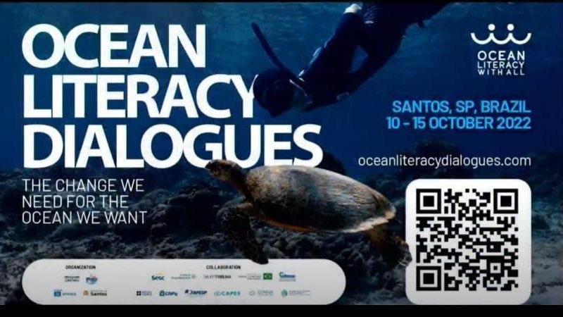 Cartaz do evento que acontecerá em Santos em outubro deste ano Unesco escolhe Santos para receber evento sobre cultura oceânica - Divulgação/Prefeitura de Santos