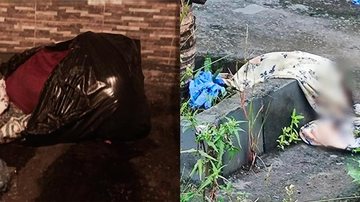 Cadáver foi encontrado enrolado em um lençol e dentro de um saco de lixo Corpo encontrado - Divulgação Polícia Civil