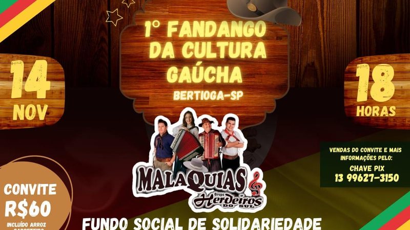 Convite do evento custa R$ 60,00 Festival da Cultura Gaúcha - Divulgação