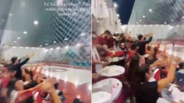 Ato foi visto por muitos internautas como preconceituoso; UNIG divulgou uma nota sobre o caso Jogo com preconceito Duas imagens em montagem de fotos com alunos de medicina gritando "não tenho culpa se seu pai é motoby" - Reprodução